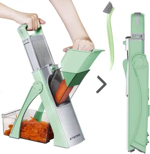 [All in 1] Upgraded Version Mandoline Slicer for Kitchen & Adjustable Mandolin. Detachable Blade, Cut Slicing, Strips, Shredding, Dicing, Chop Kitchen Vegetable Chopper
