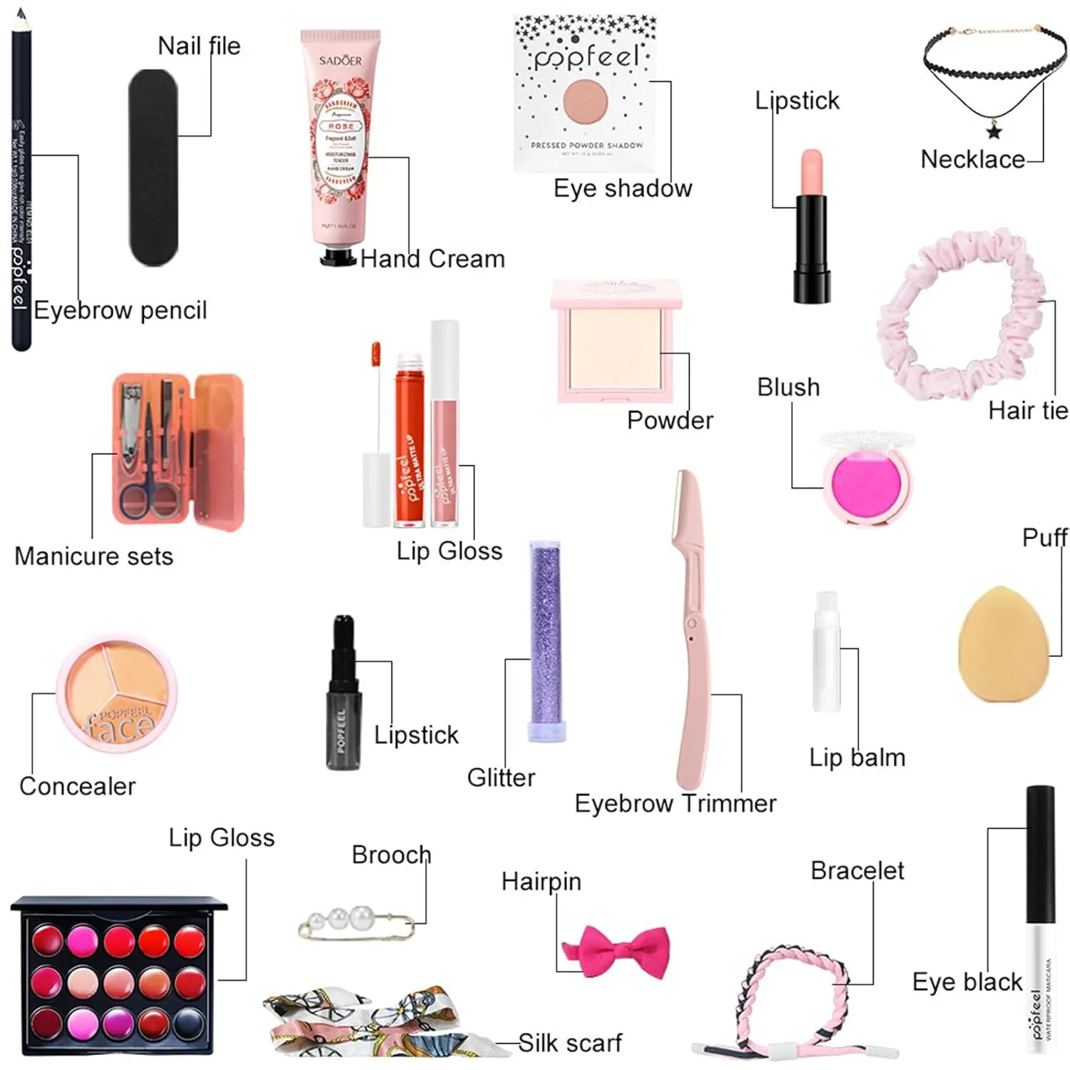 All in One Makeup Kit for Women Full Kit Girls Makeup Gift Sets Xmas Essential Bundle Include Eyeshadow Palette Lipstick Blush Concealer Eyeliner Mascara Foundation Brush Eyebrow Pencil