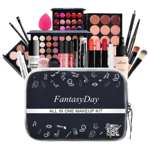 All in One Makeup Kit for Women Full Kit Girls Makeup Gift Sets Xmas Essential Bundle Include Eyeshadow Palette Lipstick Blush Concealer Eyeliner Mascara Foundation Brush Eyebrow Pencil