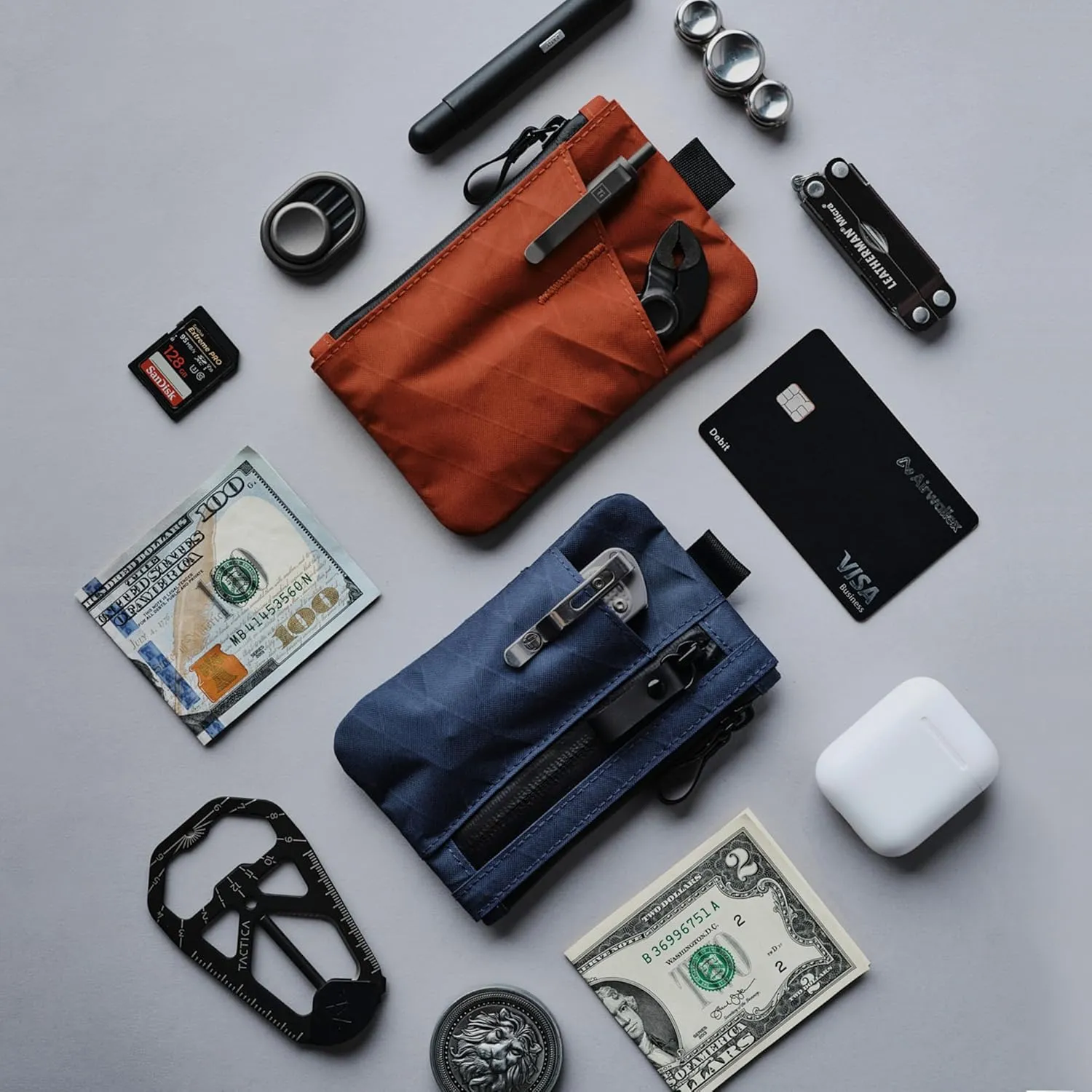 ALPAKA Zip Pouch Pro - Minimalist Zipper Wallet - with RFID Blocking ID Card Holder Wallet with Zipper for Men with Multi-tool Slot