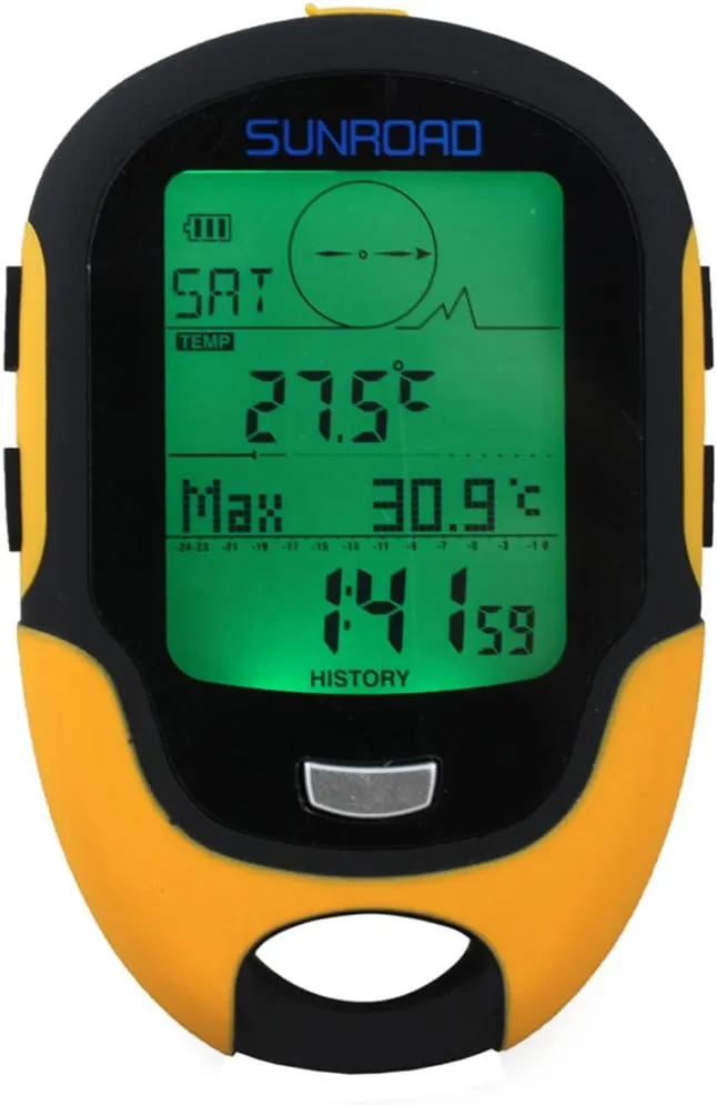 Altimeter, FR500 Multifunction LCD Digital Altimeter Barometer Compass Thermometer Hygrometer Weather Forecast LED Torch