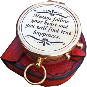 Always Follow Your Heart Engraved Compass Directional Magnetic Pocket Personalized Gift for Camping,Nautical Marine Navigation Compass, Great Gift for Husband, Boyfriend, Fiance, Groomsmen