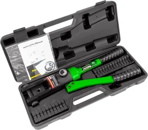 AMZCNC 16 Ton Hydraulic Wire Crimper Battery Cable Lug Terminal Crimping Tool WIth Standard US cable Dies,Crimps 6 AWG to 600 MCM, Cable Crimping Tool ​with 13 Pairs of Standard US cable Dies