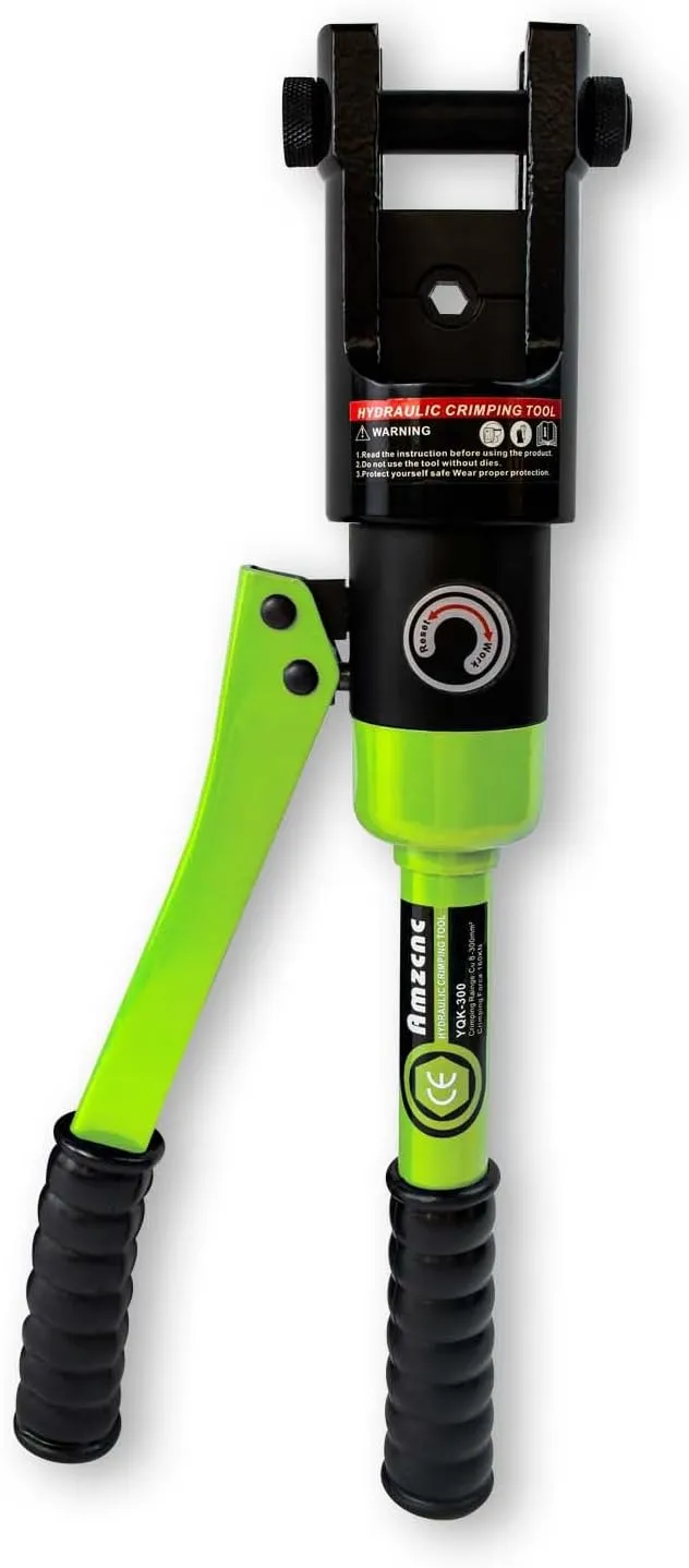 AMZCNC 16 Ton Hydraulic Wire Crimper Battery Cable Lug Terminal Crimping Tool WIth Standard US cable Dies,Crimps 6 AWG to 600 MCM, Cable Crimping Tool ​with 13 Pairs of Standard US cable Dies