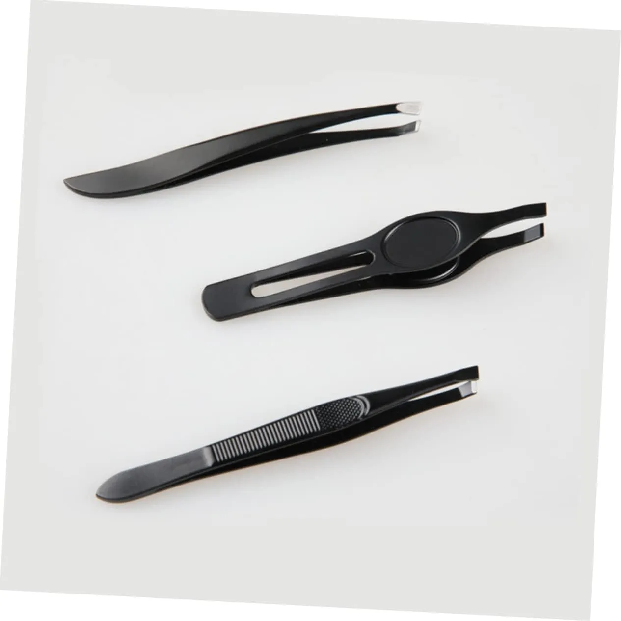 Angoily 3 Sets Eyebrow Grooming Kit Stainless Steel Tweezers Eyebrow Clip for Women Compact Design Easy to Use for Travel Black