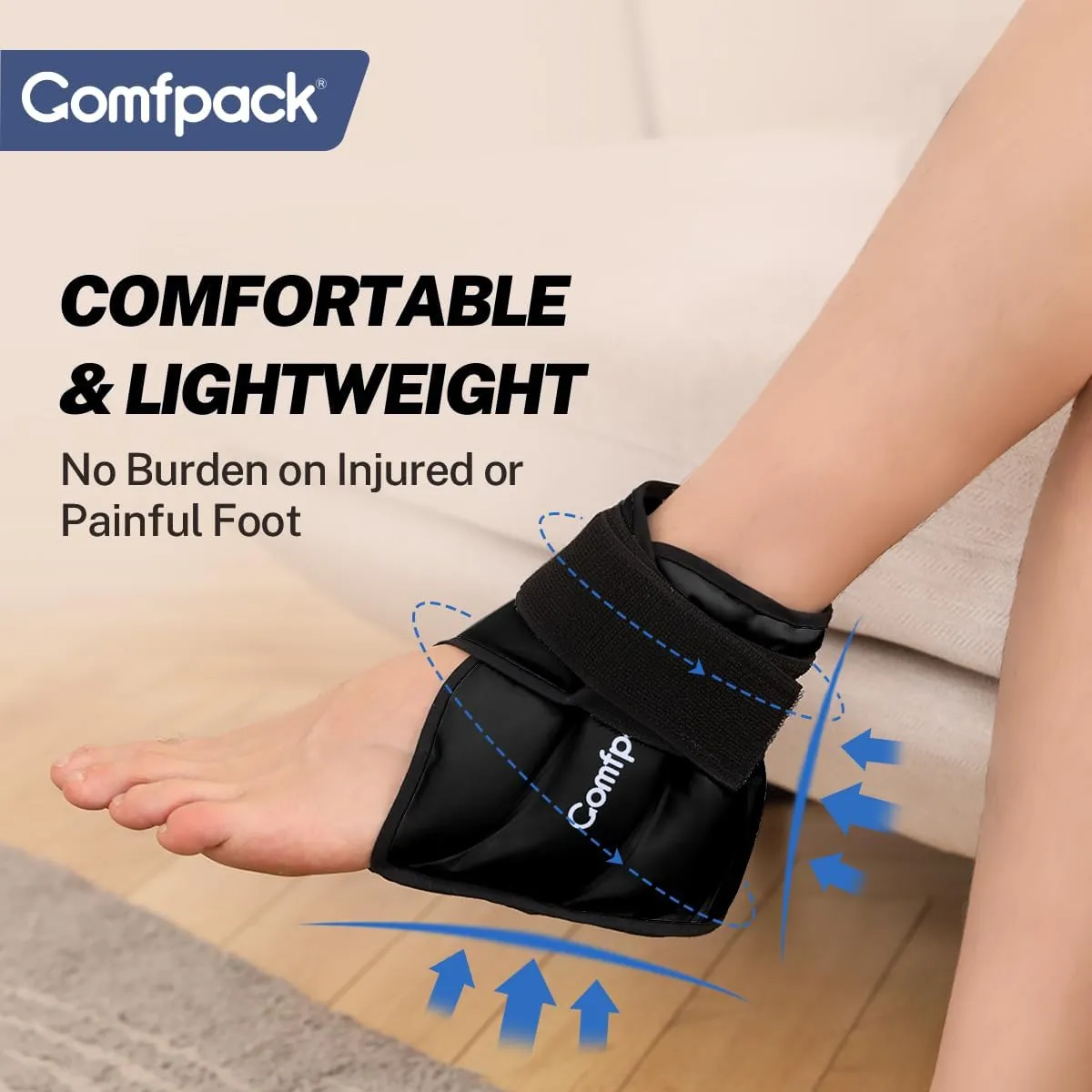 Ankle Ice Pack Wrap for Swelling, Heel Ice Pack for Pain Relief, Hot Cold Therapy Foot Ice Pack Wrap for Plantar Fasciitis, Achilles Tendonitis, Ankle Sprain, Swelling, Heel Spur, Black
