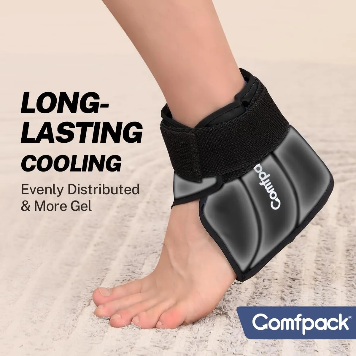Ankle Ice Pack Wrap for Swelling, Heel Ice Pack for Pain Relief, Hot Cold Therapy Foot Ice Pack Wrap for Plantar Fasciitis, Achilles Tendonitis, Ankle Sprain, Swelling, Heel Spur, Black