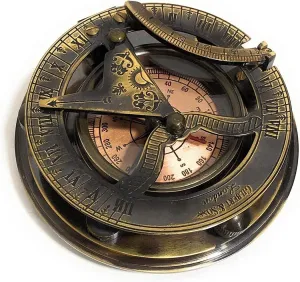 Antique Nautical Vintage Directional Magnetic Sundial Clock Pocket Compass Marine Gift for Loved Ones, Son, Love, Partner, Spouse,Fiancé