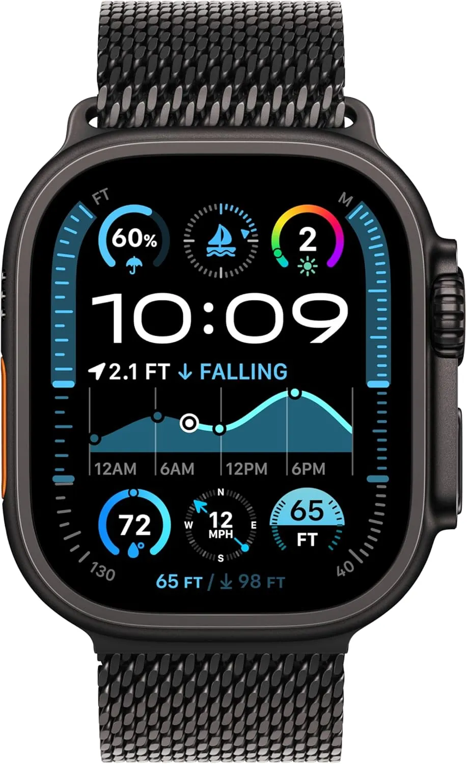 Apple Watch Ultra 2 [GPS   Cellular 49mm] Black Titanium Case with Black Titanium Milanese Loop, Medium (Renewed)