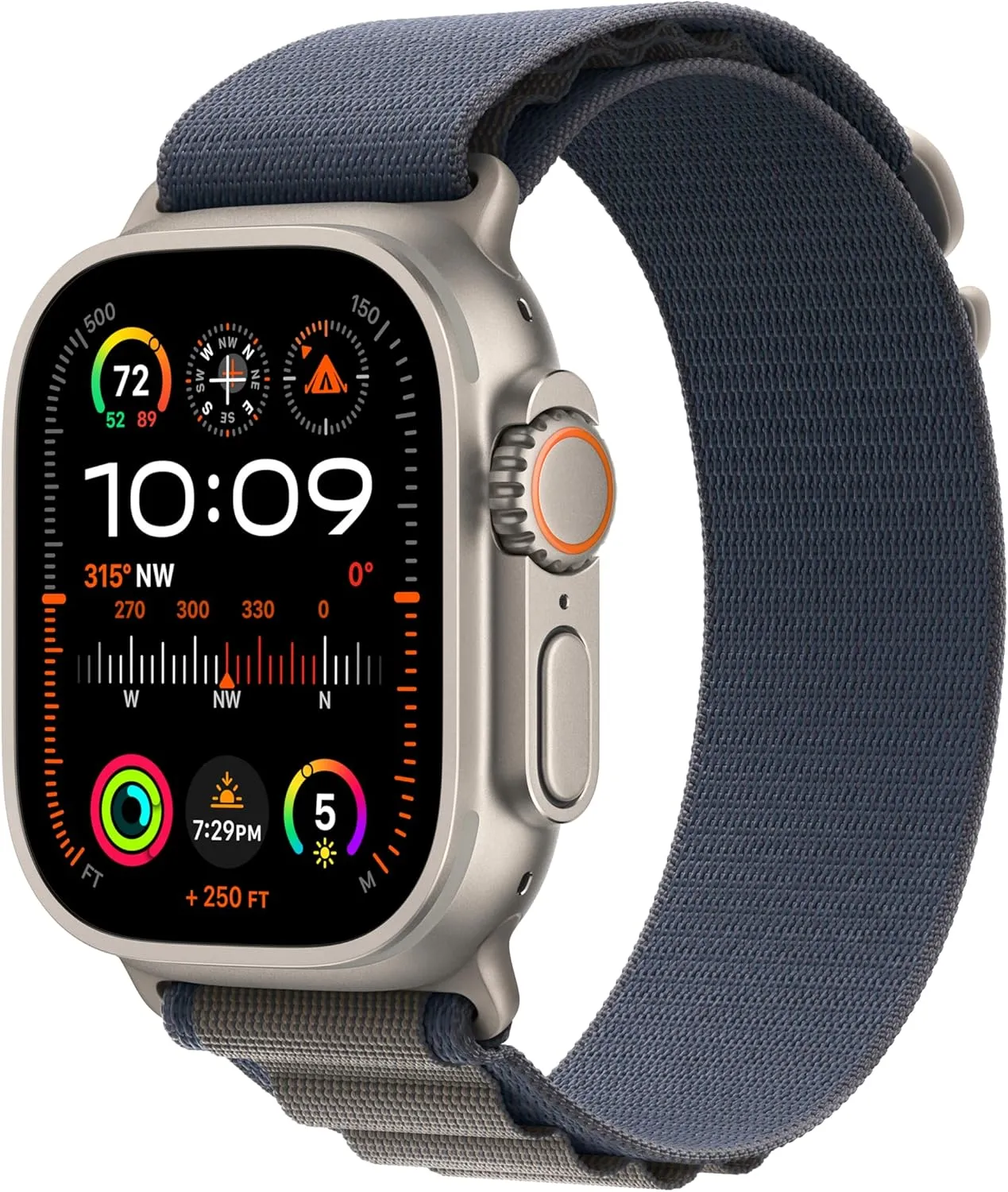 Apple Watch Ultra 2 [GPS   Cellular, 49mm] - Rugged Titanium Case & Blue Alpine Loop - Small (Renewed)