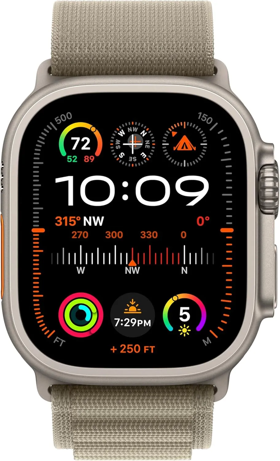 Apple Watch Ultra 2 [GPS   Cellular, 49mm] Titanium Case with Olive Alpine Loop, Medium (Renewed)