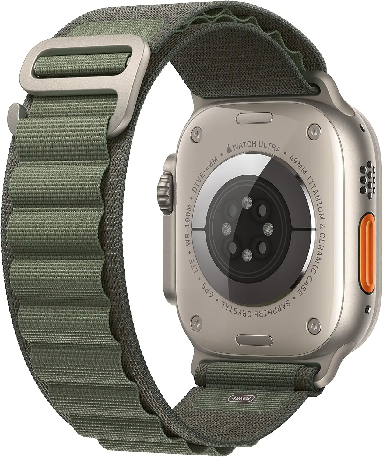 Apple Watch Ultra [GPS   Cellular 49mm] Titanium Case with Green Alpine Loop, Medium (Renewed)