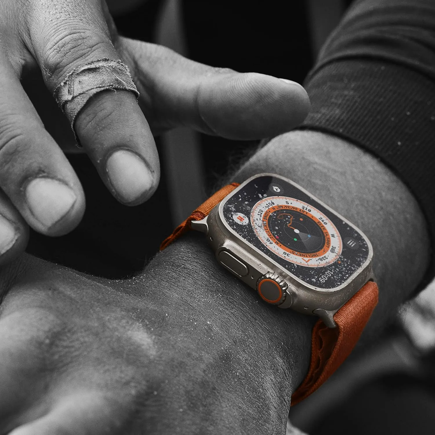 Apple Watch Ultra [GPS   Cellular 49mm] Titanium Case with Orange Alpine Loop, Large (Renewed)