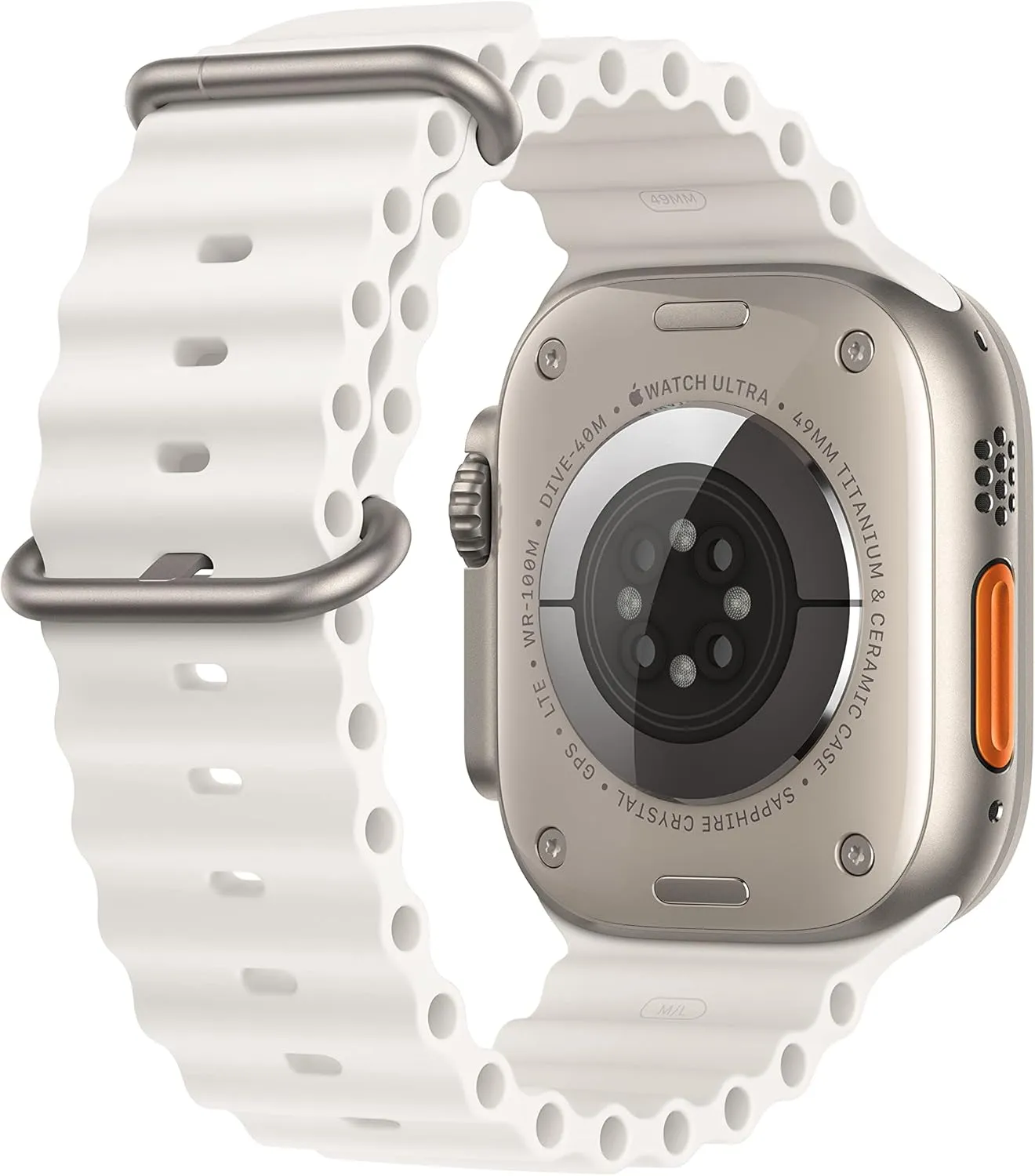 Apple Watch Ultra [GPS   Cellular 49mm] Titanium Case with White Ocean Band, One Size (Renewed)