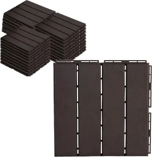 ASTEROUTDOOR Interlocking Deck Tiles Plastic Waterproof Outdoor Flooring 12" x 12" for Patio Garden Deck Poolside Indoor Outdoor, 27 pcs, Brown