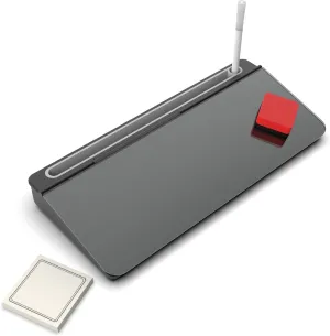 Audio-Visual Direct - Glass Desktop Computer Keyboard Whiteboard Notepad Set, Black (Includes Neon Marker, Eraser & Sticky Notes)
