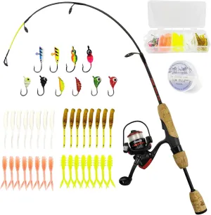 Aventik Ultralight Ice Fishing Rod and Reel Combo 26/28/30/32 inch Medium Light Fast Action Multi-Species Ice Fishing Combos for Walleye Perch Panfish