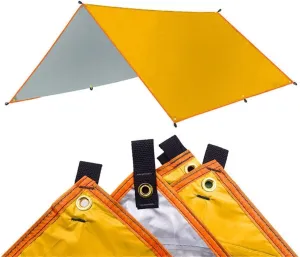Awning Waterproof Tarp Tent Shade Ultralight Garden Canopy Sunshade Outdoor Camping Hammock Rain Fly Beach Sun Shelter(Color:White-Dinosaur Doodle4)