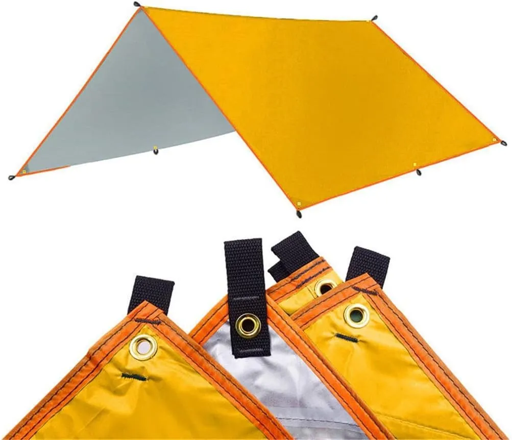 Awning Waterproof Tarp Tent Shade Ultralight Garden Canopy Sunshade Outdoor Camping Hammock Rain Fly Beach Sun Shelter(Color:White-Dinosaur Doodle4)