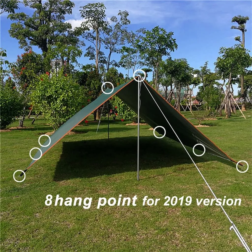 Awning Waterproof Tarp Tent Shade Ultralight Garden Canopy Sunshade Outdoor Camping Hammock Rain Fly Beach Sun Shelter(Color:White-Dinosaur Doodle4)