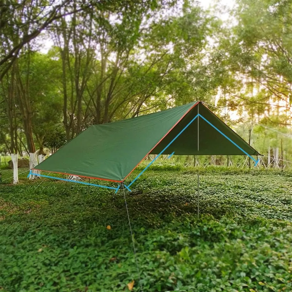Awning Waterproof Tarp Tent Shade Ultralight Garden Canopy Sunshade Outdoor Camping Hammock Rain Fly Beach Sun Shelter(Color:White-Dinosaur Doodle4)