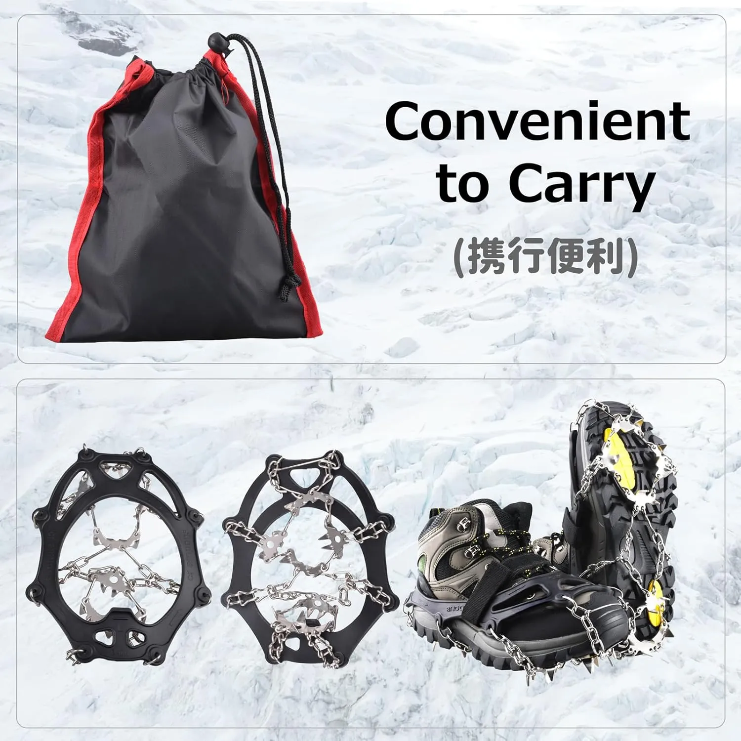 Azarxis Walk Traction Ice Snow Cleat Treads Grips Grippers Crampons Creepers with 19 Spikes for Shoes Boots Men Women Walking Climbing Hiking Fishing Heavy Duty Anti Slip Stainless Steel