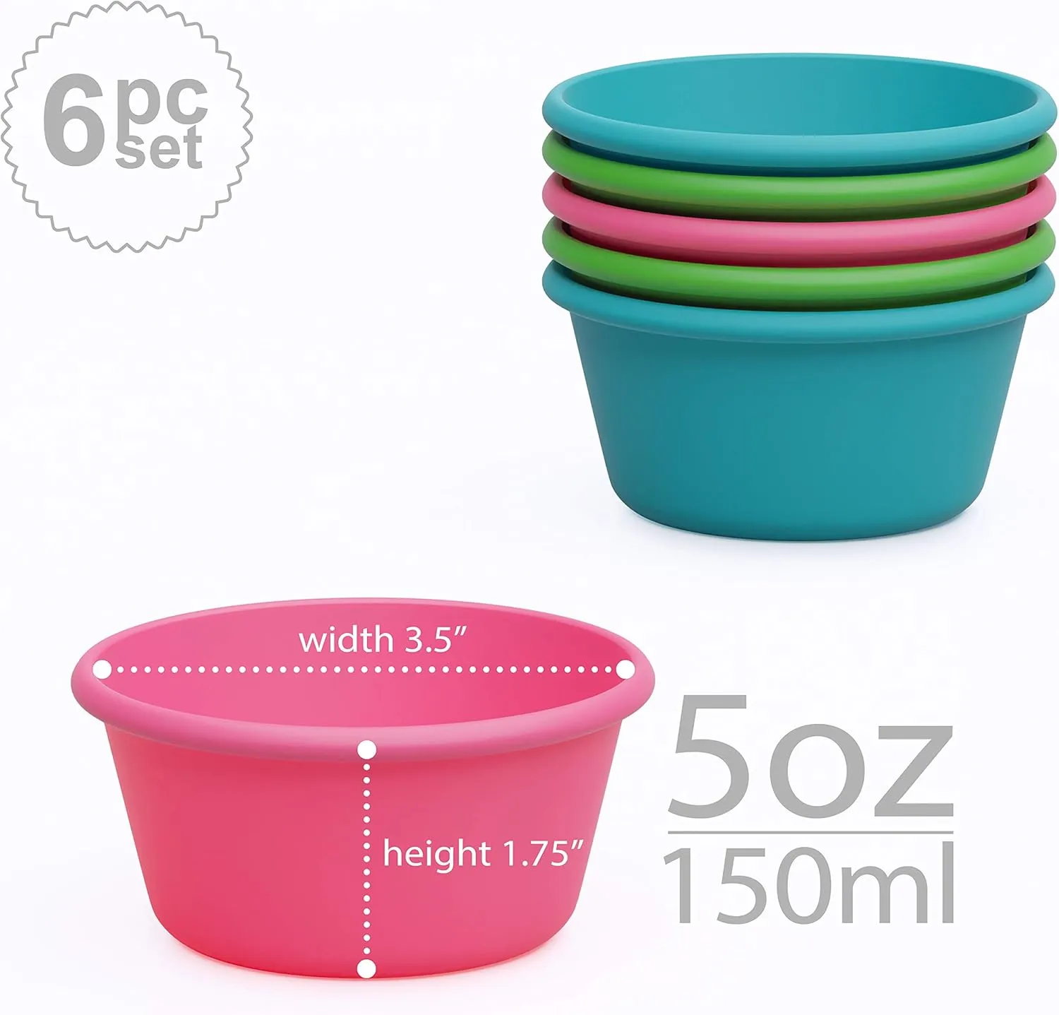 Bakerpan Silicone Jumbo Muffin Cups For Baking, Smooth Large Air Fryer Muffin Cups, 3 1/2 Inch Muffin Baking Cups, Jumbo Cupcake Liners - Set of 6