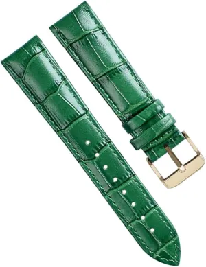 Bamboo Pattern Soft Cowhide Leather Watch Strap With Butterfly Buckle Ostrich Green Mens Watchband Bracelet