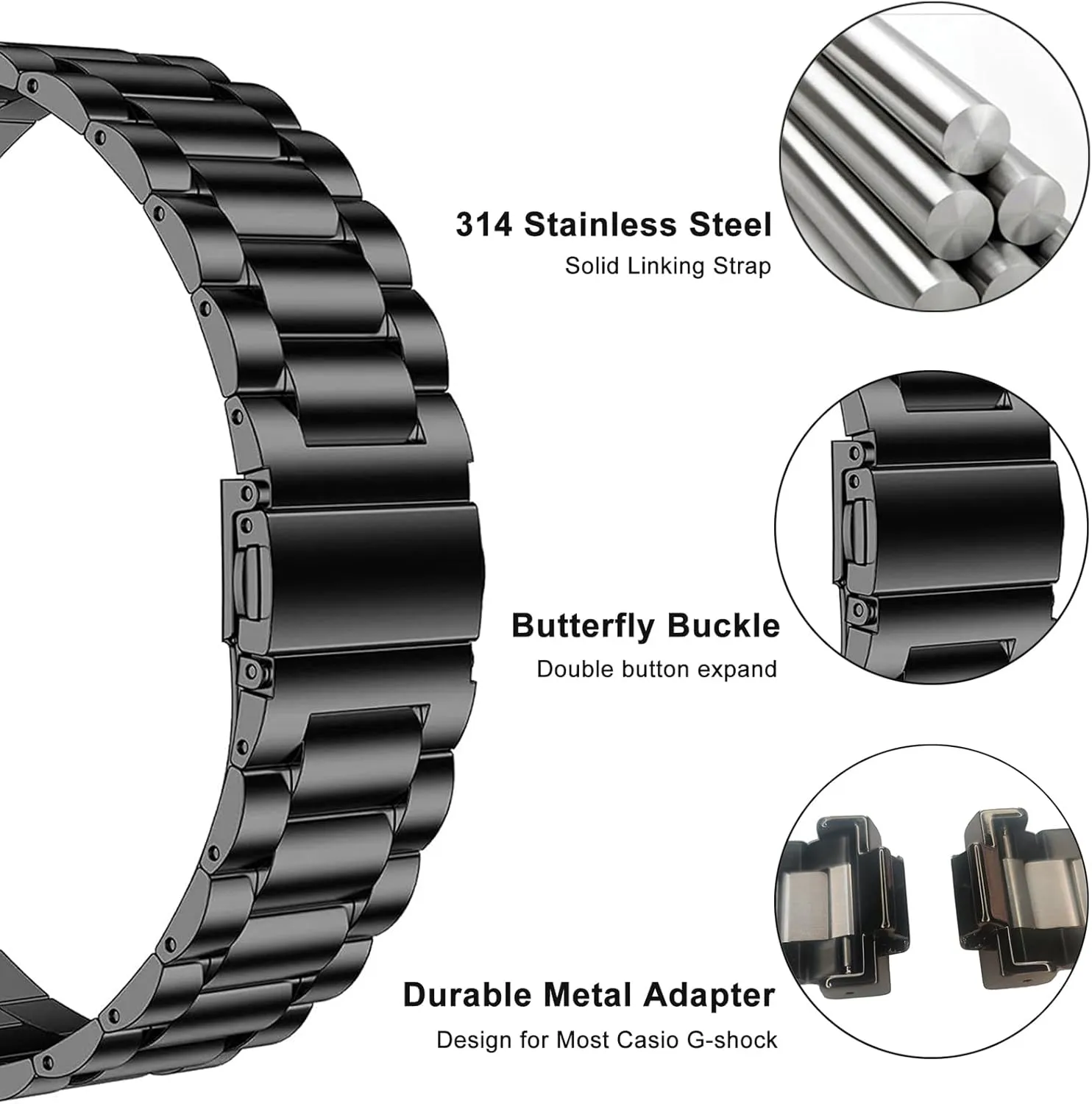 Bands Solid Stainless Steel Metal Strap Replacement for Casio G-shock DW-5600 GWM-5610 DWE-5600 DW-5305 DW9052 GA-110/120 GD-110