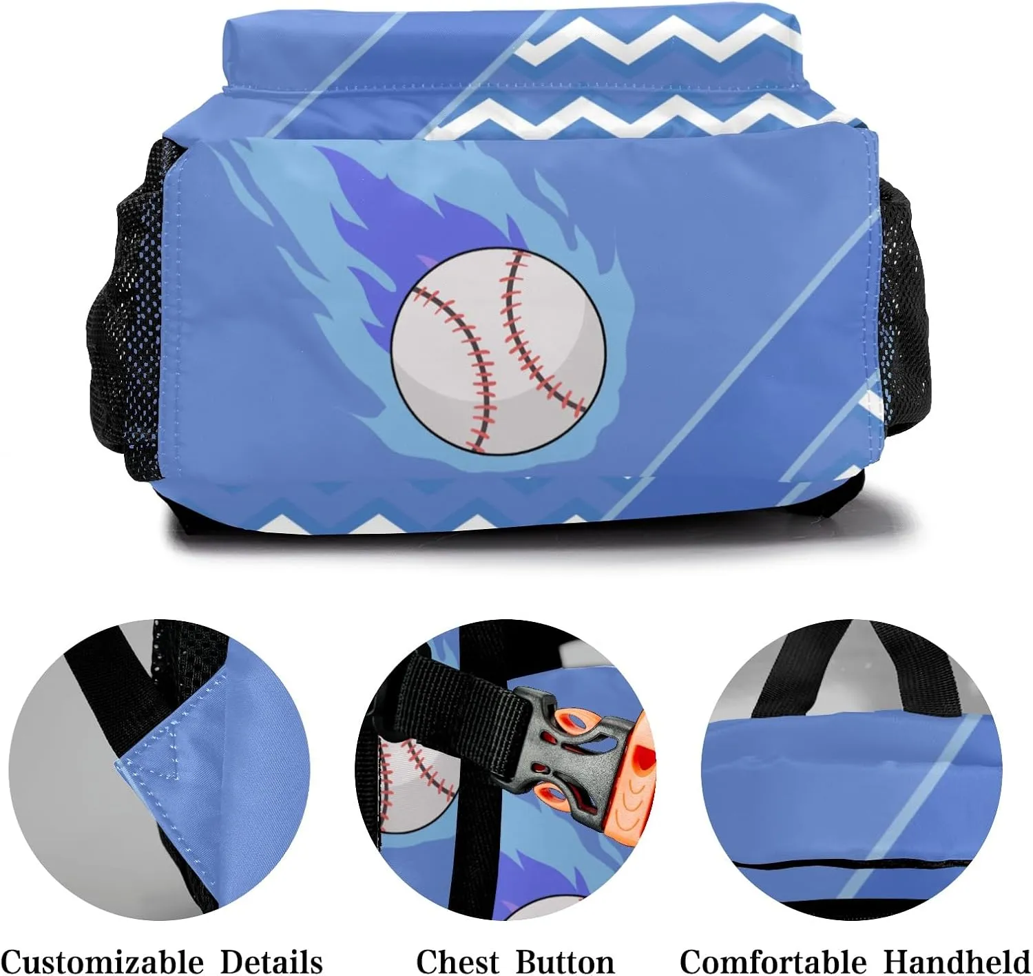 Baseball Fire Cool Excited Blue Kids Backpack for Boys and Girls Toddler Backpack Waterproof Preschool