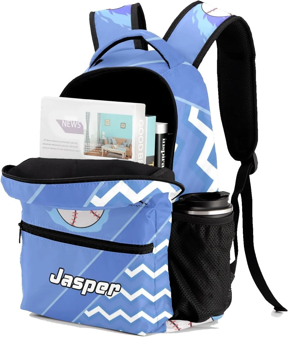 Baseball Fire Cool Excited Blue Kids Backpack for Boys and Girls Toddler Backpack Waterproof Preschool