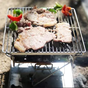 BBQ Grill Outdoor Portable Stainless Steel Folding Camping Picnic Barbecue Tool Accessories
