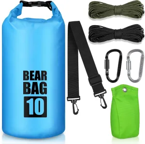 Bear Food Bag Hanging System, Bear Bags for Food Backpacking, Ultralight 10L Waterproof Camping Bear Proof Food Storage Canister Pulley System with Paracord, Carabiner, Throw Bag