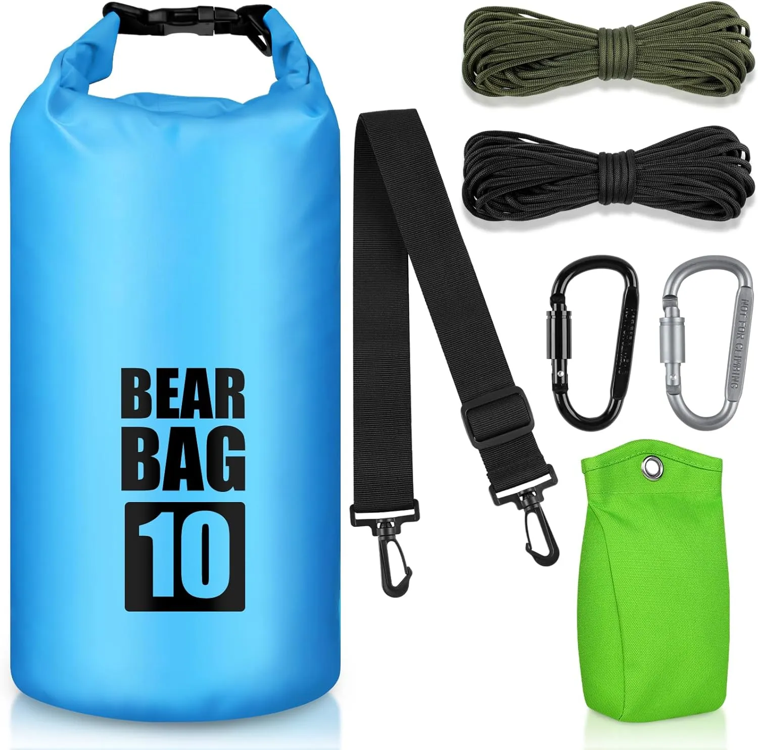 Bear Food Bag Hanging System, Bear Bags for Food Backpacking, Ultralight 10L Waterproof Camping Bear Proof Food Storage Canister Pulley System with Paracord, Carabiner, Throw Bag