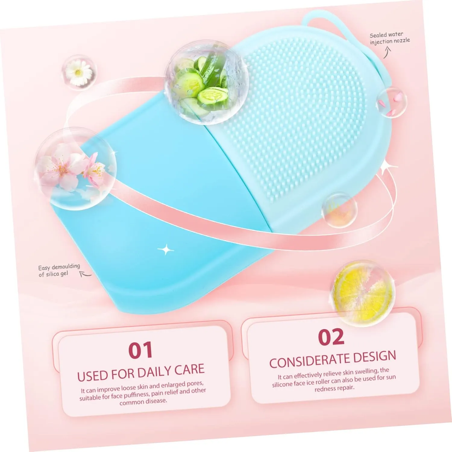Beauty Face Ice Tray Rollers Silicone Molds Manual Massage Tools Tray Mold Ice Face Roller Ice Roller for Face and Eye Ice Roller Mold Skin Massage Ice Roller Silicone Toy Care, 13X6.5X5.5CM