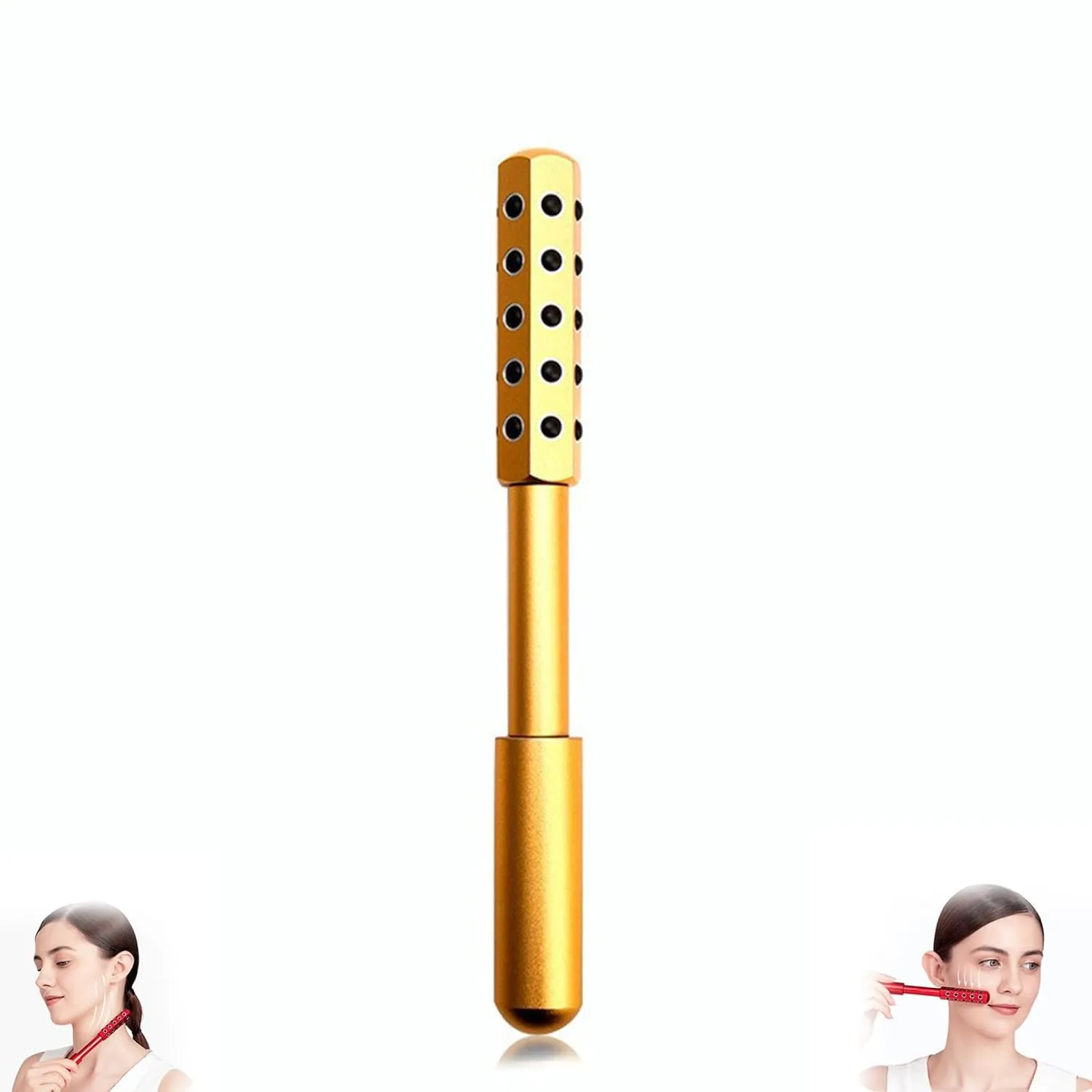 Beauty Roller, Elarique Glow Sculpting,Arrily Face Wand,Portable with Ergonomic Handle, for Skincare (30 Gold)