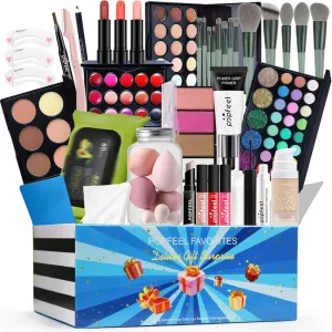 Beginner Makeup Kits, Makeup Present Set,Multipurpose Womens Makeup Sets Eyeshadow Palette Blushes Lipstick Brushes, Easy to Carry