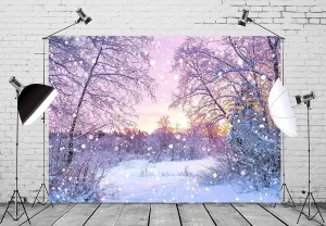 BELECO 10x8FT Fabric Winter Backdrop Ice Snowflake White World Pine Tree Winter Frozen Snow Wonderland Photography Background Christmas Party Portraits Wall Decorations Photo Booth Studio Props