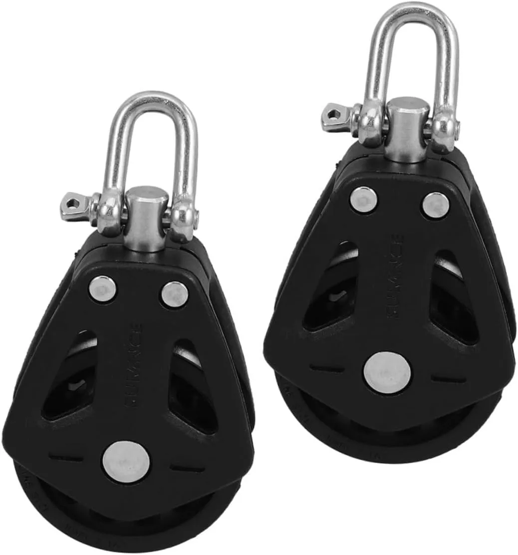 BESPORTBLE 2pcs Pulley Bearing Sailing Block Weight Cable Pulley System Yacht Spiral Pulley Pulley Base Sailboat Blocks Gym Pulley Yacht Tool Boat Rope Pulley Nylon Black