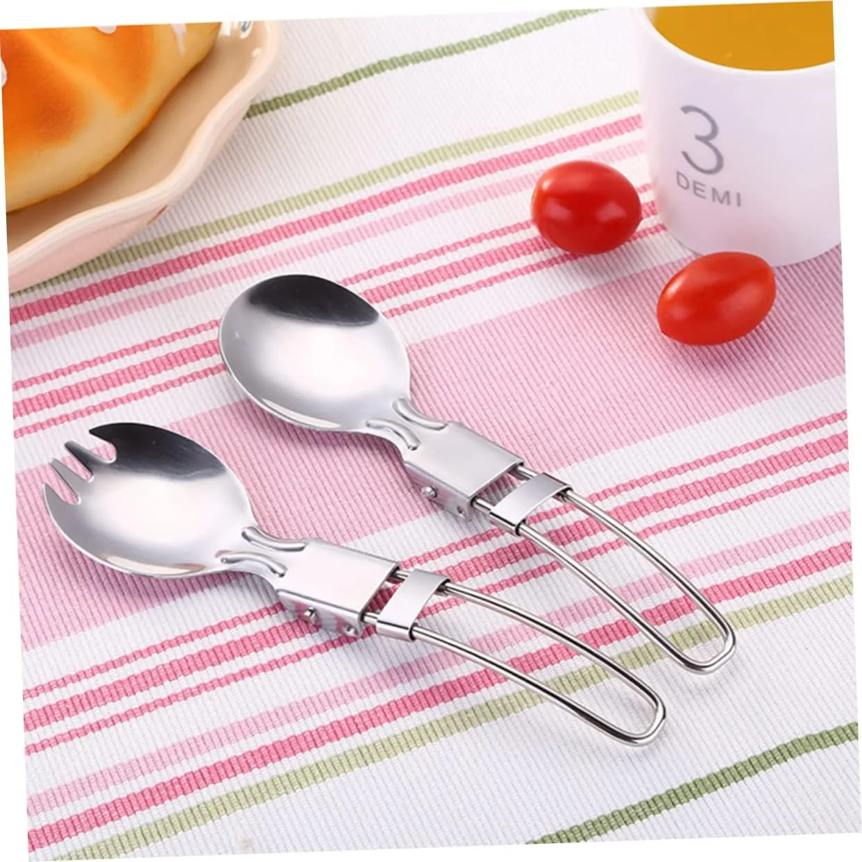 BESPORTBLE 3sets Picnic Titanium Spoon Camping Utensils Set Folding Spoon Fork Spork Outdoor Tableware Durable for Anywhere 4pcs*3