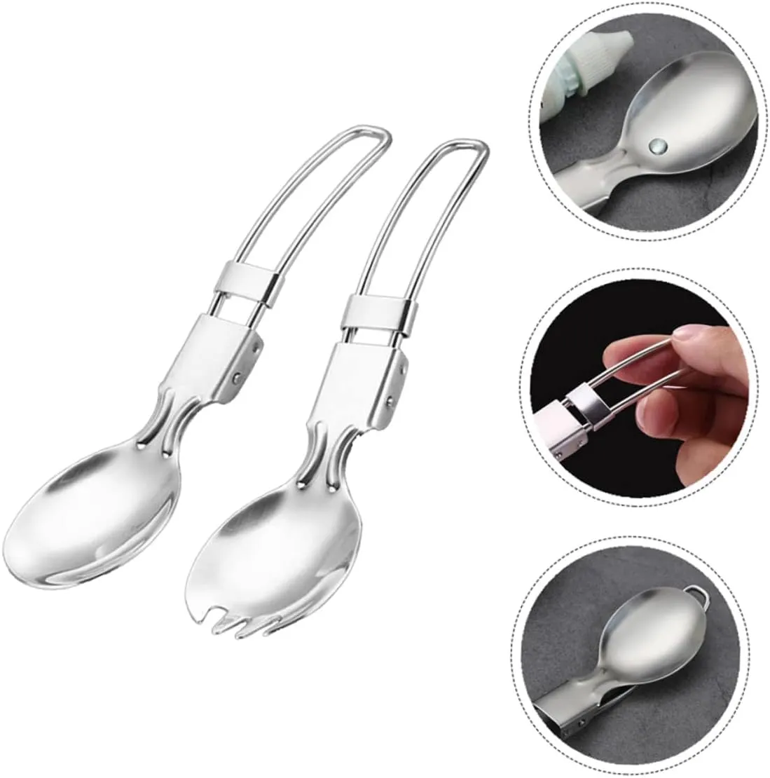BESPORTBLE 3sets Picnic Titanium Spoon Camping Utensils Set Folding Spoon Fork Spork Outdoor Tableware Durable for Anywhere 4pcs*3