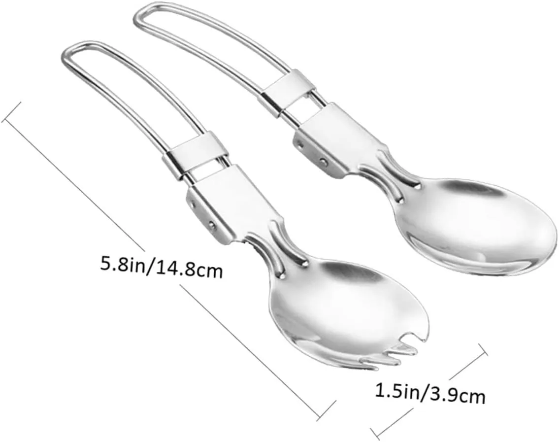 BESPORTBLE 3sets Picnic Titanium Spoon Camping Utensils Set Folding Spoon Fork Spork Outdoor Tableware Durable for Anywhere 4pcs*3