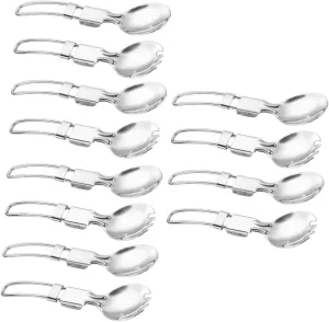 BESPORTBLE 3sets Picnic Titanium Spoon Camping Utensils Set Folding Spoon Fork Spork Outdoor Tableware Durable for Anywhere 4pcs*3
