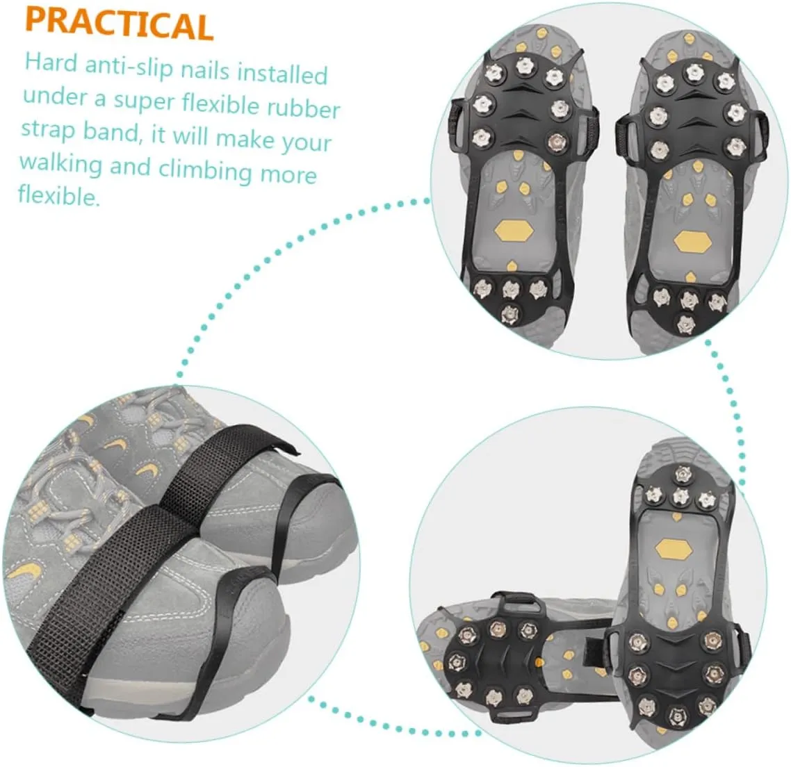 BESPORTBLE Mountaineering Covers Snow Cleats Ice Grippers for Shoes and Boots Climbing Anti-Slip Spike Spikes for