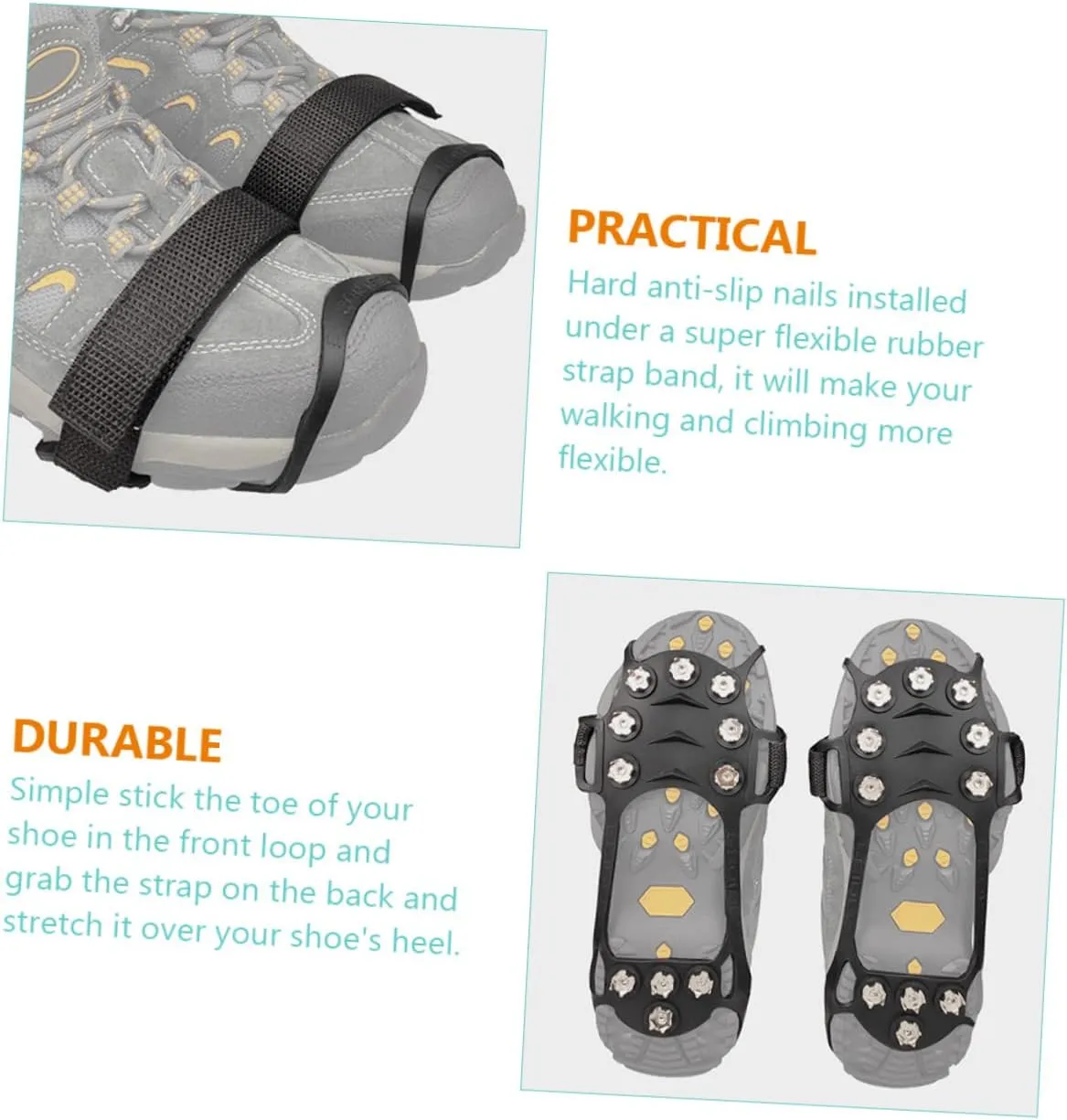 BESPORTBLE Mountaineering Covers Snow Cleats Ice Grippers for Shoes and Boots Climbing Anti-Slip Spike Spikes for