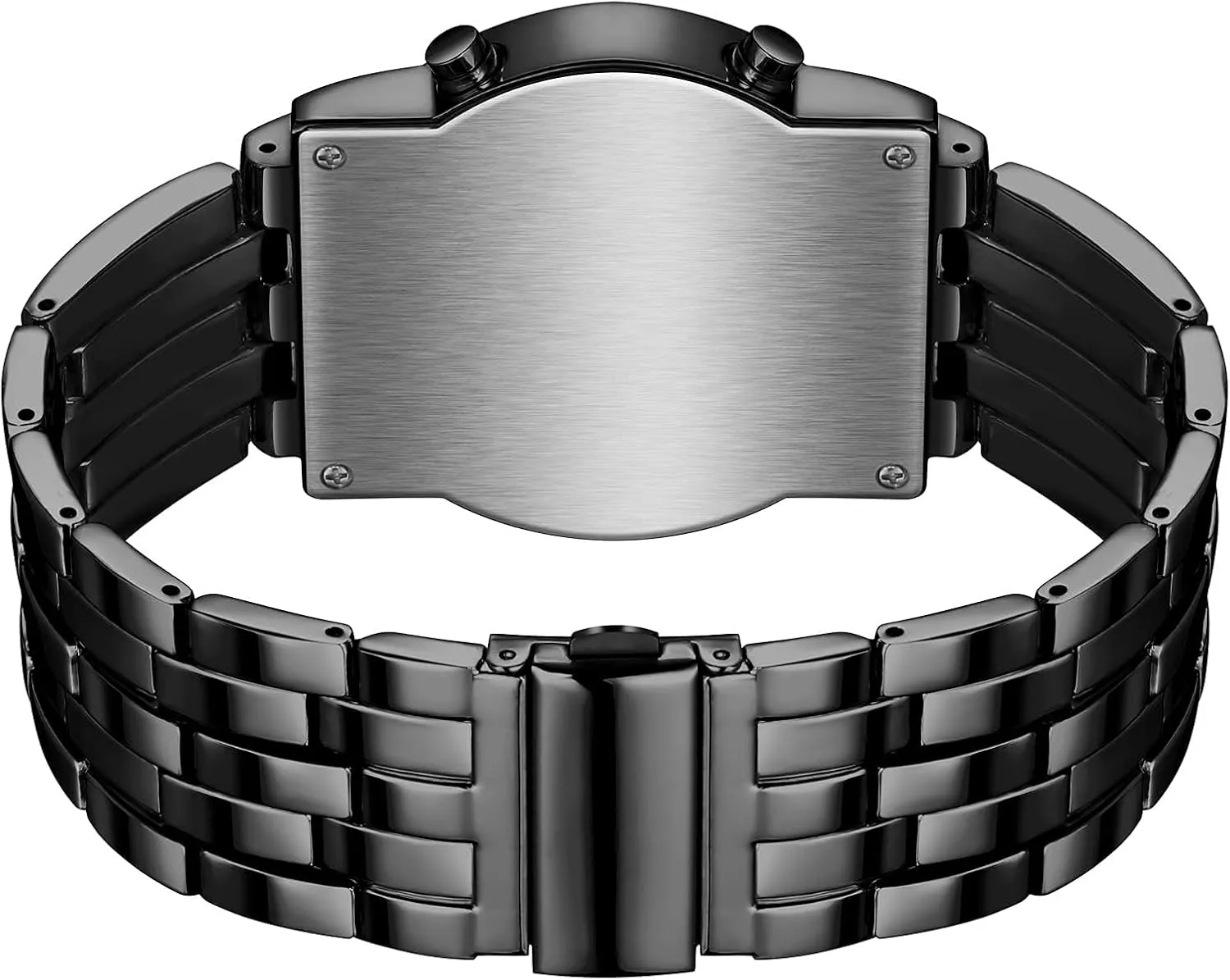 Binary Matrix Blue LED Digital Watch Mens Classic Creative Fashion Black Plated Wrist Watches
