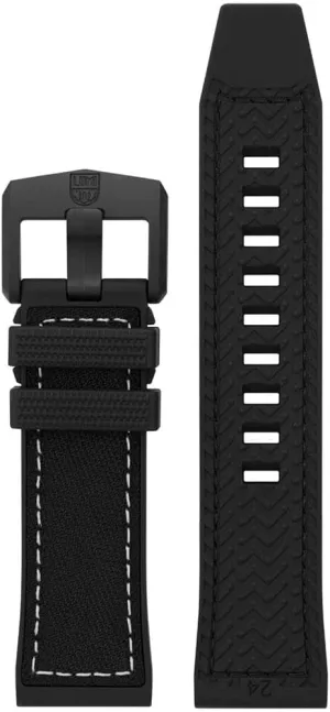 Black Nylon over Black Rubber Strap with White Stitching (ICE-SAR Series) - 24mm 24mm / Black / Rubber