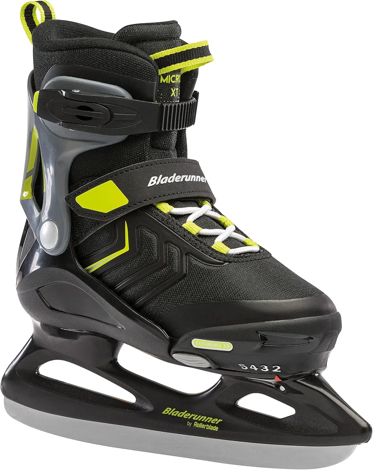 Bladerunner Ice by Rollerblade Micro Ice XT, Junior, Adjustable, Black and Lime, Ice Skates