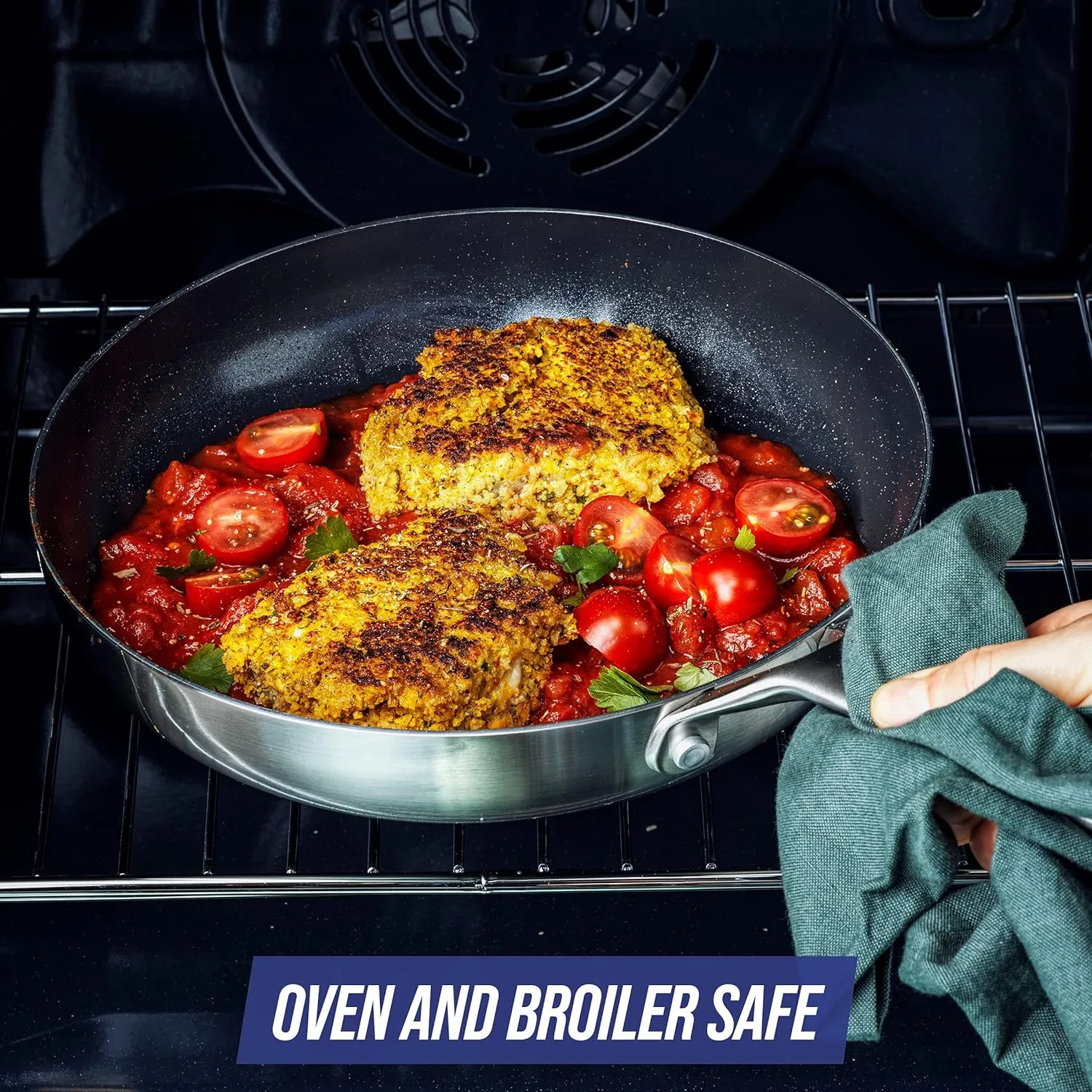 Blue Diamond Tri-Ply Stainless Steel Ceramic Nonstick Frying Pan Skillet, 8 Inch, PFOA-Free PFAS-Free, Multi Clad, Induction, Dishwasher Safe, Oven Safe, Healthy Cooking, Silver