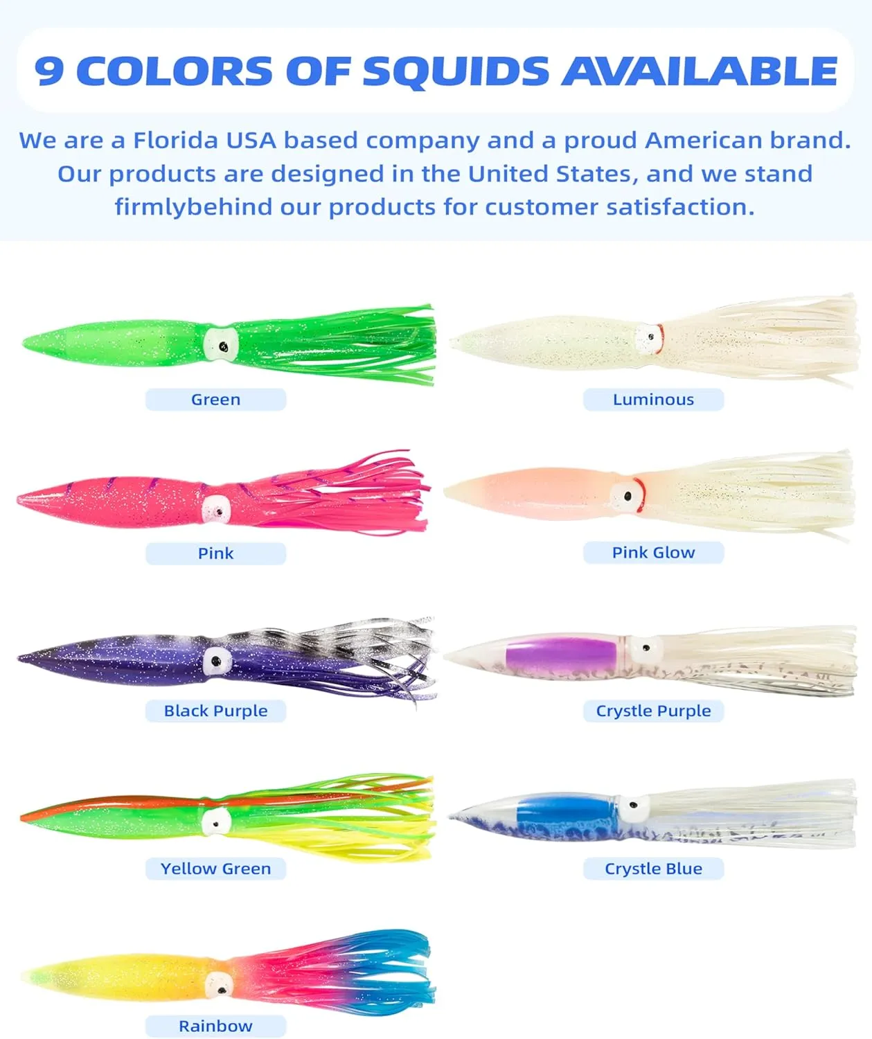 BLUEWING 18"/36" Fishing Spreader Bar Wave with 6in/9in Bulb Squids, 5.28in Trolling Birds and 316 Stainless Steel Rod Offshore Spreader Bar for Wahoo Tuna Marlin Mahi Mahi, Includes Mesh Bag